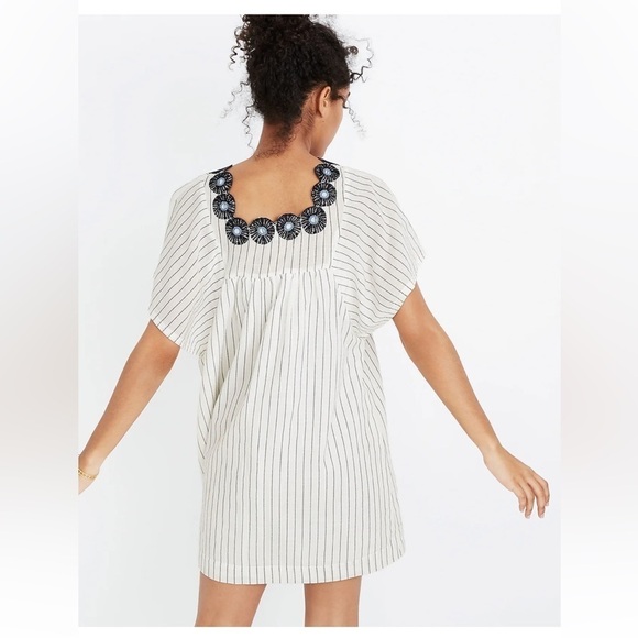 Madewell Embroidered Butterfly Dress in Stripe Dark Metal Size‎ XXS Retro 70s - Picture 3 of 11